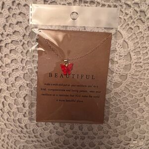 Red Butterfly Pendant Necklace